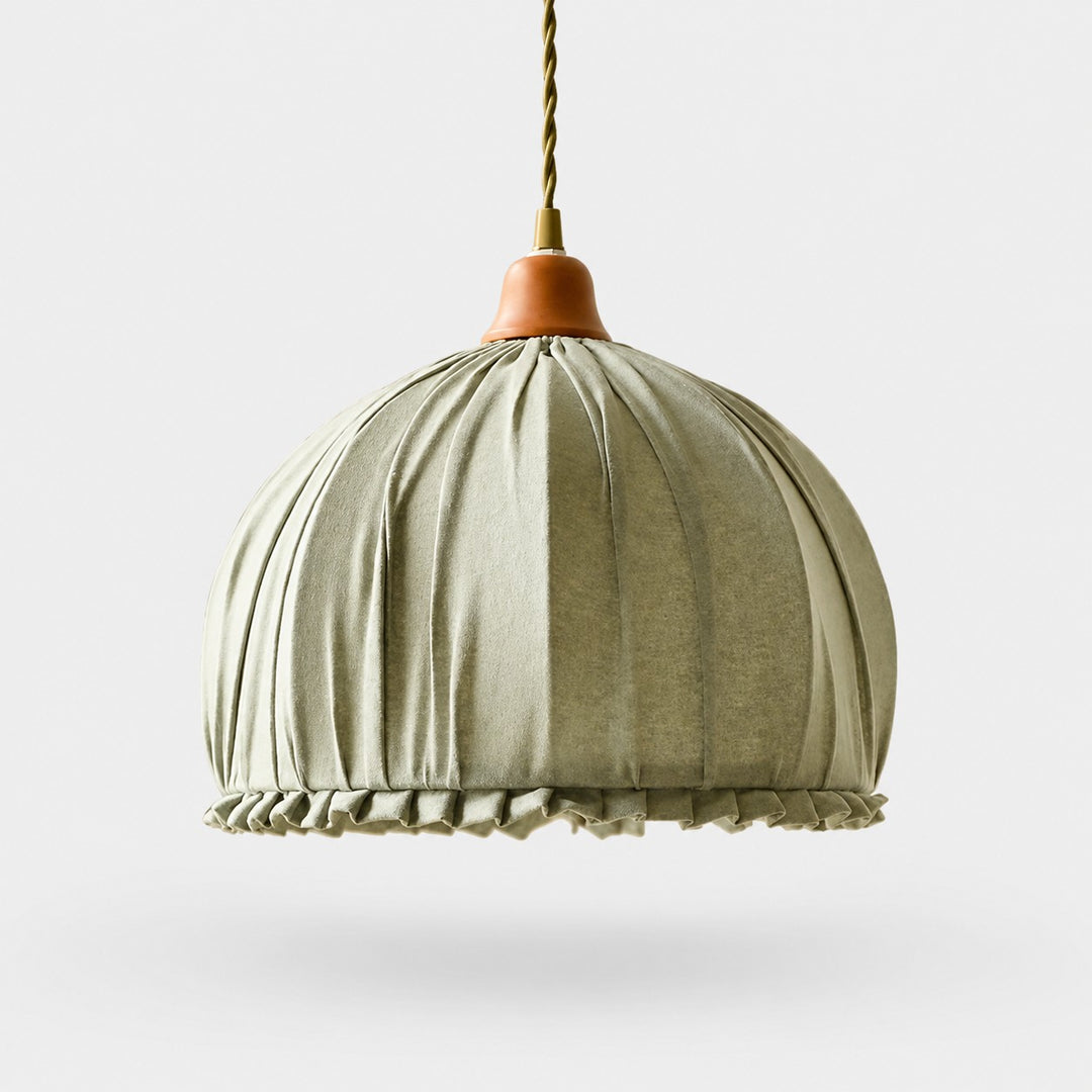 Ruched Fabric Pendant Light with Pleated Shade