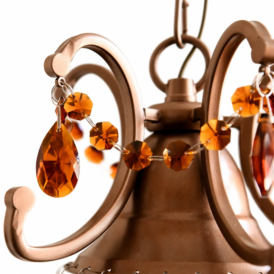 Sculpted iron frame and crystal connection detail