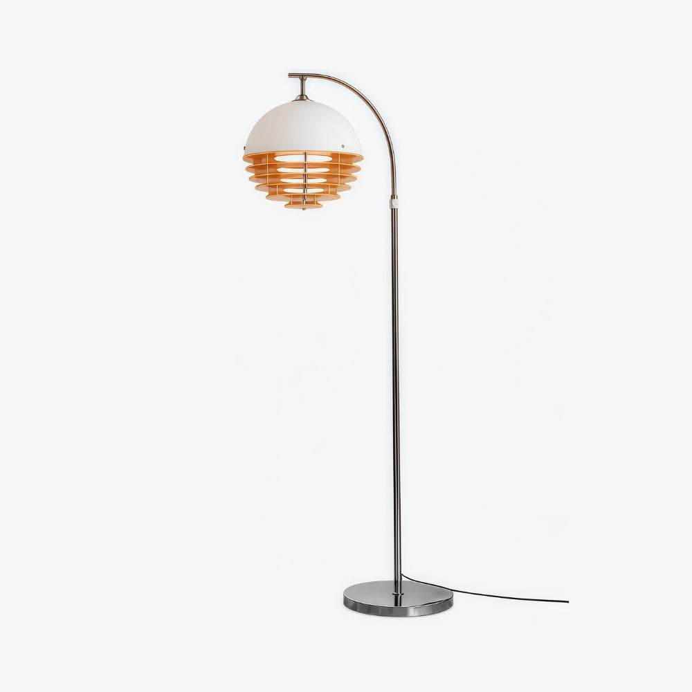 Afterglow Sunset Curved Floor Lamp - Vintage Glass Shade for Bedroom