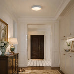 Cargar imagen en el visor de la Galería, Gray flush mount ceiling light installed in a bright hallway