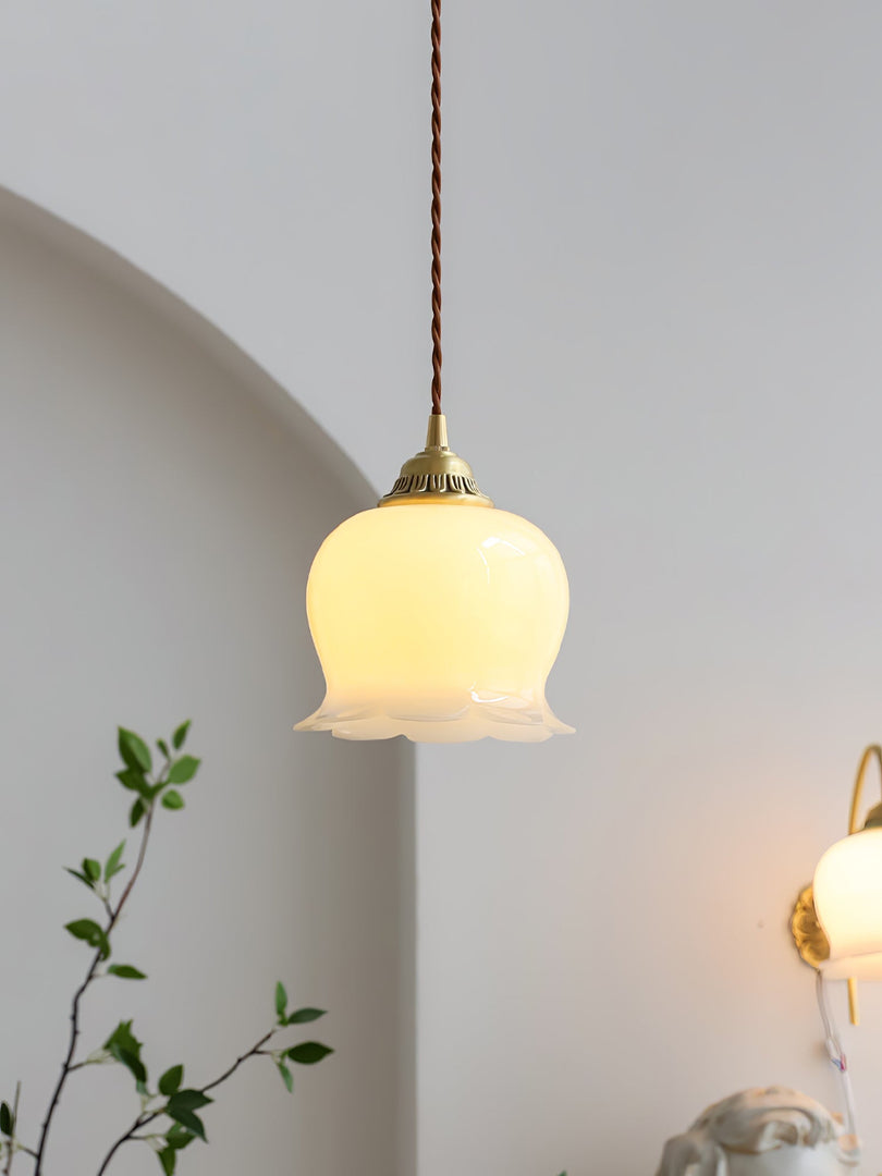 Brass Resin Petal Plug-In Pendant