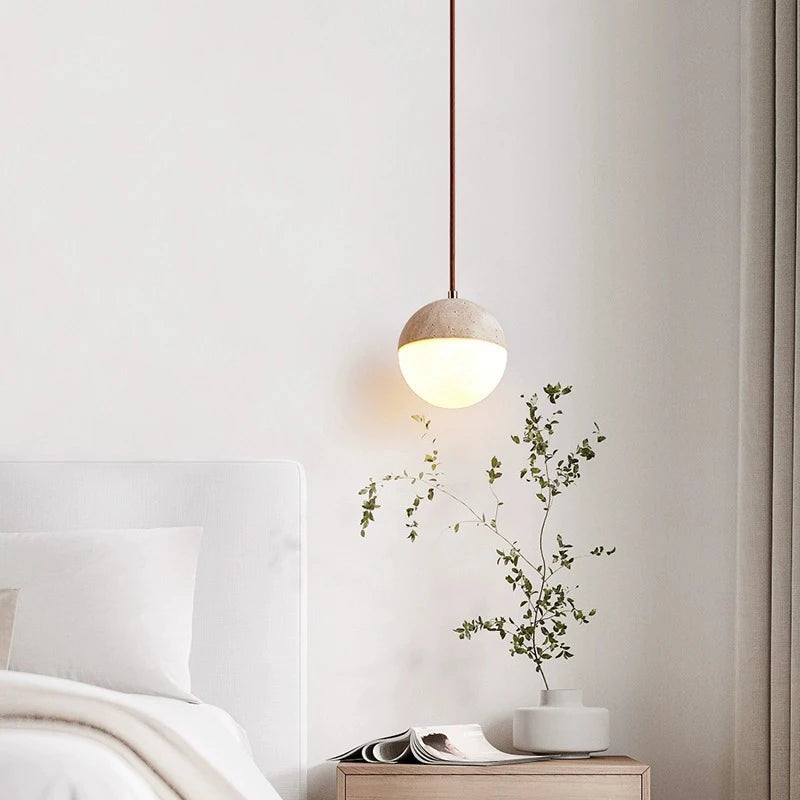 Travertine Ball Pendant Light