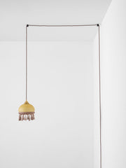 Tasseled Brass Glass Swag Pendant Light