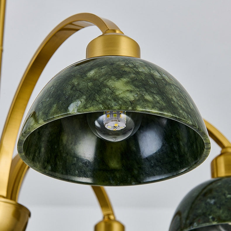 Green Jade Scalloped Dome Chandelier