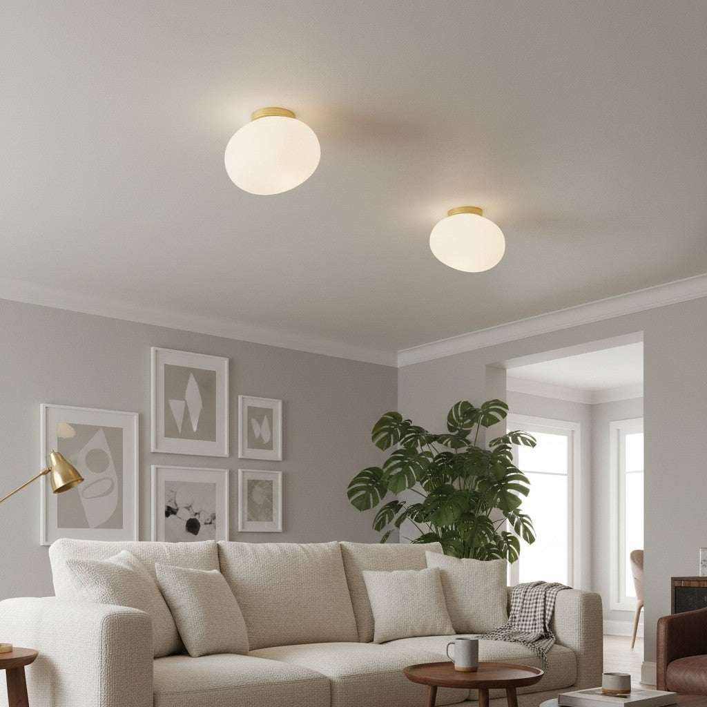 Lámpara de pared y techo con silueta de guijarro orgánico Stonea, luz de vidrio contemporánea para el hogar N16