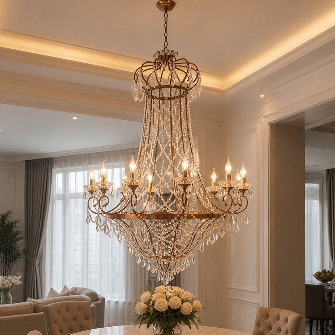 Cascading Crystal Basket Grand Chandelier