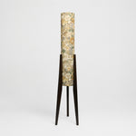 Load image into Gallery viewer, Vintage ivory floral Liberty fabric tripod floor lamp with dark wood frame