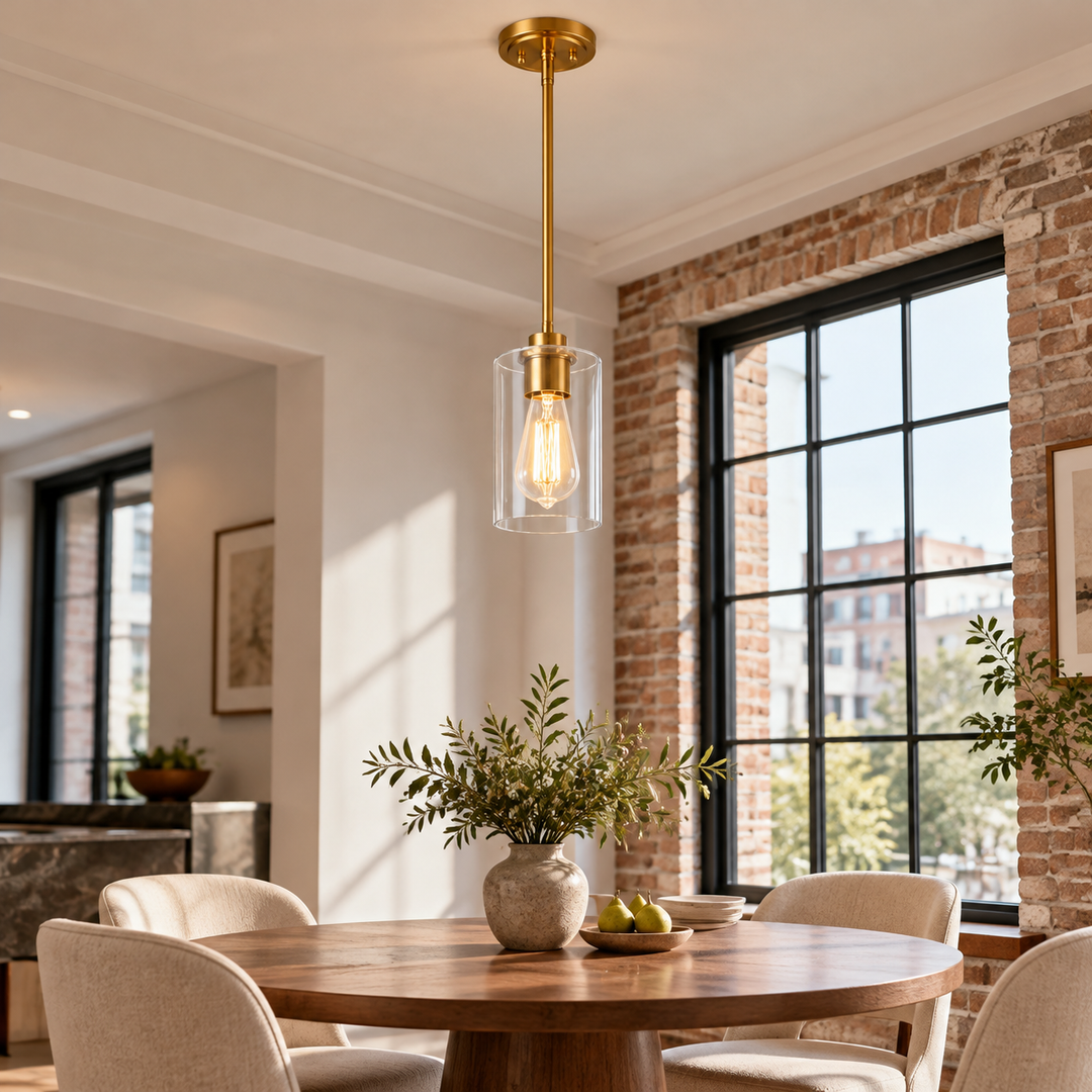 Clear Glass Globe Pendant with one to three items and three styles - New2609-1024625 interior scene