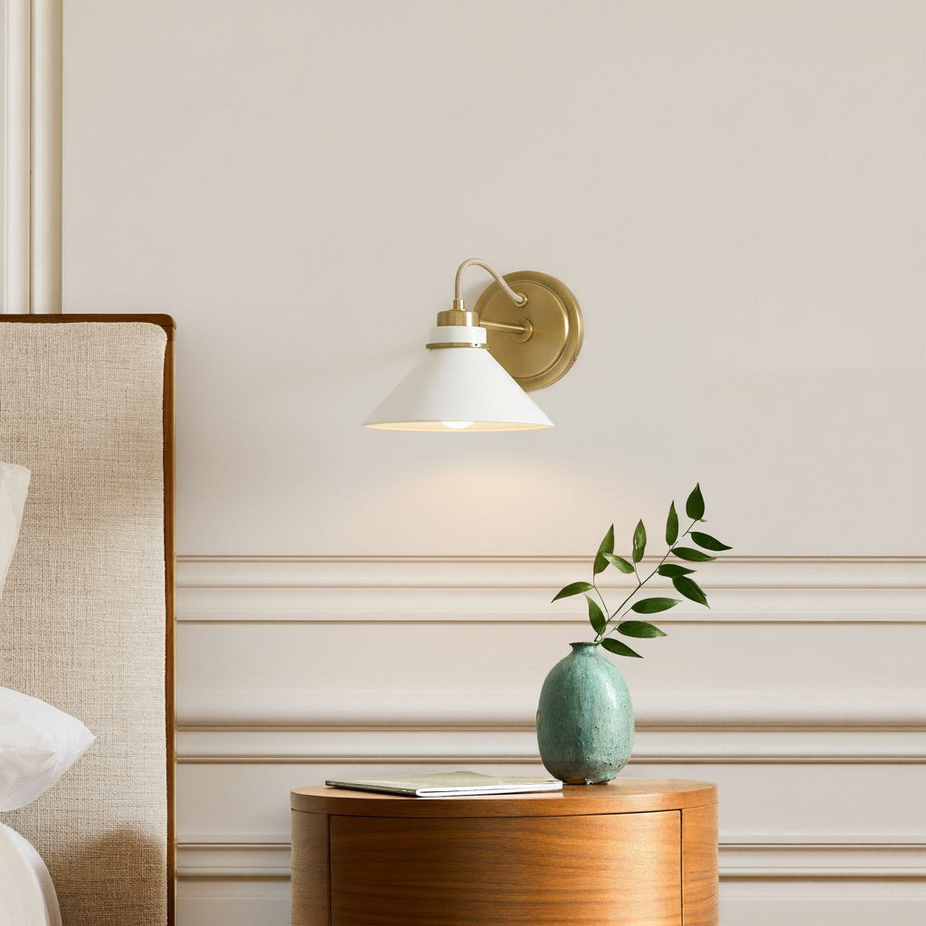 Aurenza Curved Arm Globe Wall Sconce – Modern Industrial Wall Lamp for Bathroom, Bedroom, and Hallway