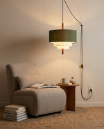Charger l'image dans la visionneuse de galerie, Tiered Fabric Wood Plug-In Swag Pendant
