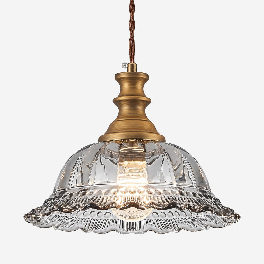 Vintage Fluted Glass Pendant Light for Kitchen & Dining