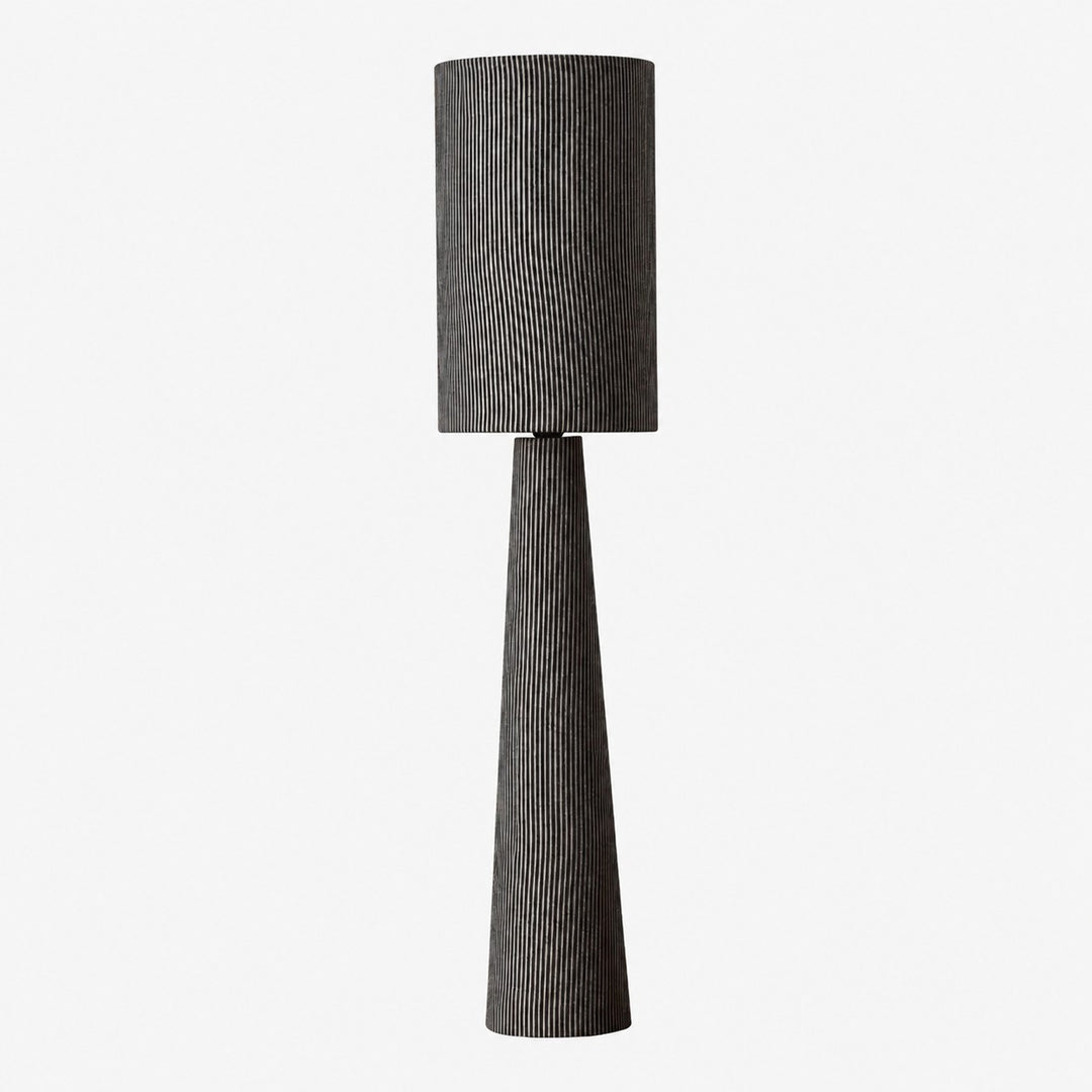 Gray Striped Fabric Floor Lamp