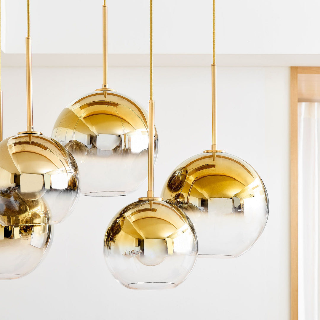 Selvion Eleganter 7-Licht Kugel Kronleuchter – Glas Pendelleuchte
