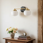 Bild in der Galerieansicht laden, Opalume Glass Art Deco Vanity Light - Bathroom Wall Sconce with White Glass Shades
