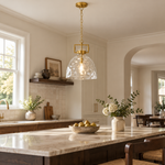 Bild in Gallery-Viewer laden, Hammered Glass Pendant Light with a 13.8-inch shade and minimal hardware - New2609-1024497 scene 4