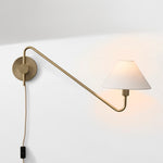 Cargar imagen en el visor de la Galería, Aplique enchufable Diora con pantalla de lino - Brazo ajustable en bronce champán
