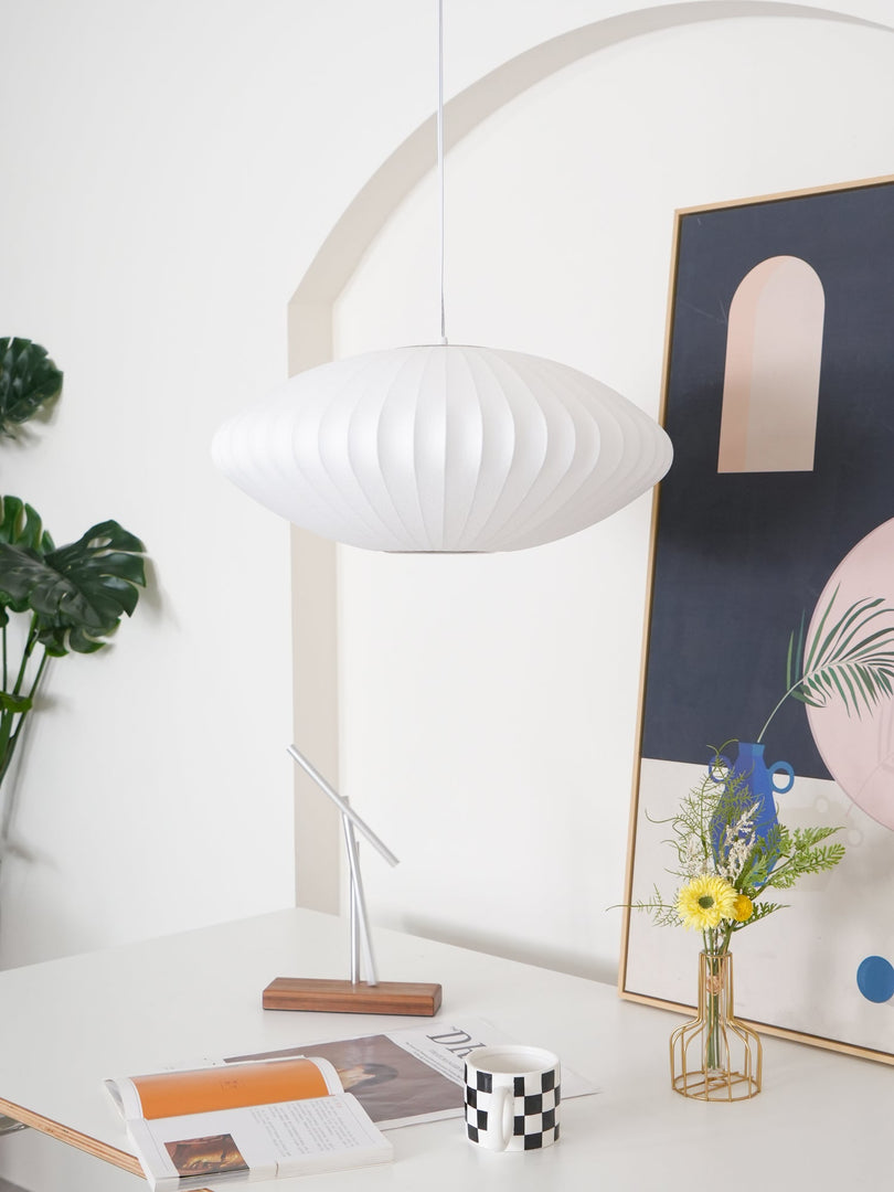 White Geometric Wire Swag Pendant Light