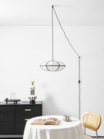 Bild in Gallery-Viewer laden, Black Metal White Fabric Plug-In Swag Pendant