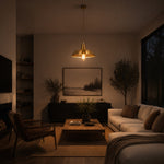 Bild in Gallery-Viewer laden, Brass pendant light in a warm evening living room