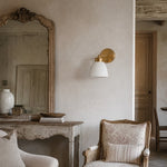 Load image into Gallery viewer, White Ceramic and Brass Adjustable Wall Sconce