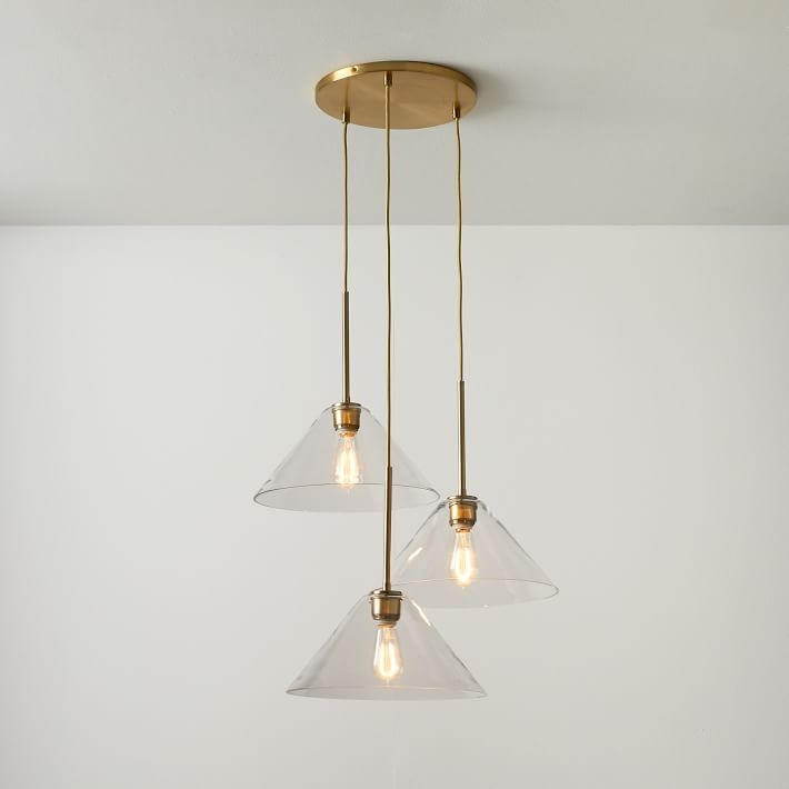 Lustre conique à 3 lumières Conica - Suspension sculpturale en verre de style moderne