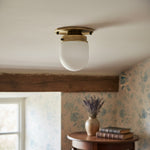 Cargar imagen en el visor de la Galería, Opalume Glass Flush Mount Ceiling and Wall Light - Art Deco Small Globe Fixture
