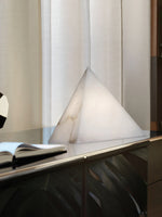Load image into Gallery viewer, Alabaster Pyramid Table Lamp