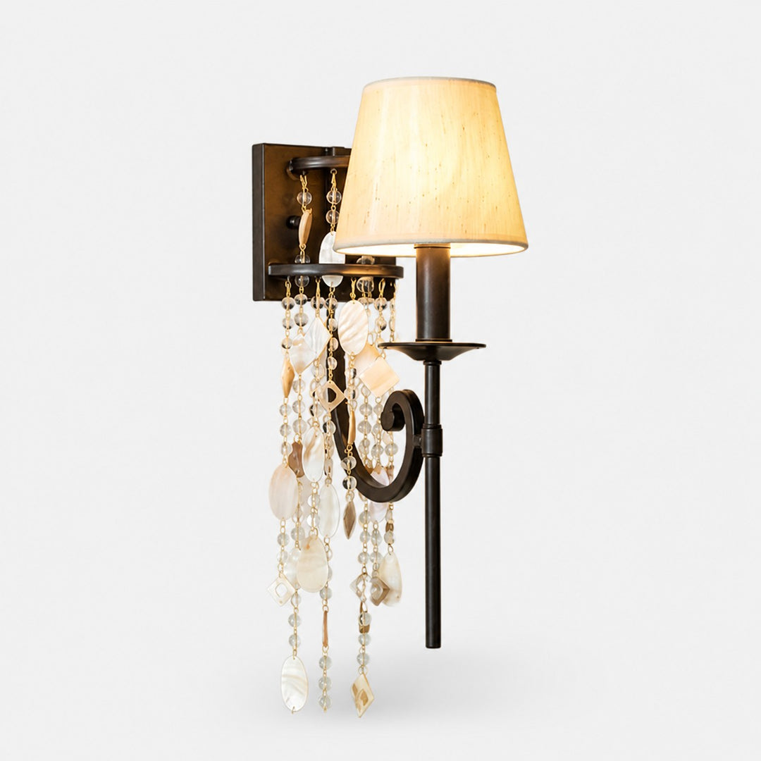 Crystal and Shell Tassel Wall Sconce