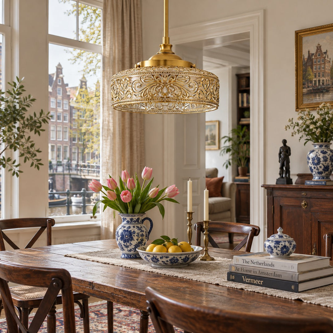 Vintage Adjustable Glass Pendant Light