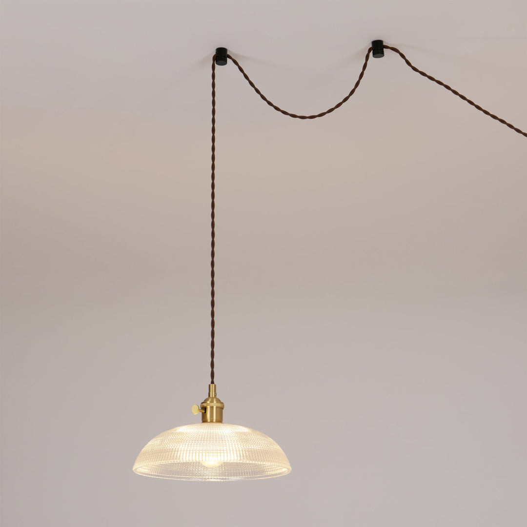 Polished Brass Domed Glass Plug-In Pendant