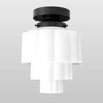Charger l&#39;image dans la visionneuse de galerie, Geotower Glass Ribbed Cake Ceiling Light – Art Deco Modern Glass Globe Fixture for Living Room, Bedroom, Hallway
