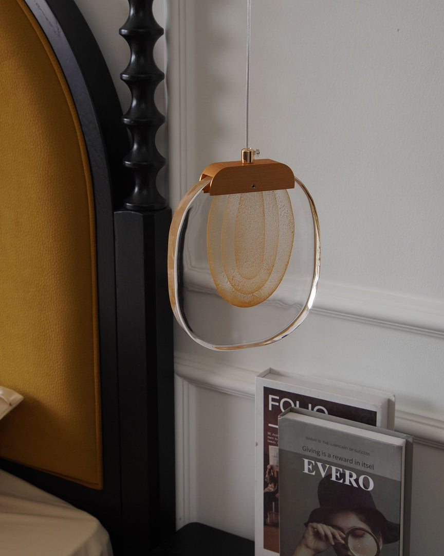 Clear Rippled Glass Plug-In Pendant
