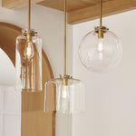 Load image into Gallery viewer, Sterling Minimalist Glass Pendant Collection - Vintage Brass Lighting Design
