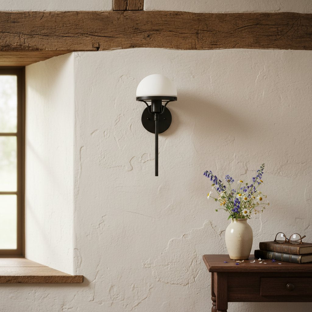 Ornato Luxe Minimalist Black Matte Wall Lamp - Contemporary Wall Mounted Fixture for Bedroom