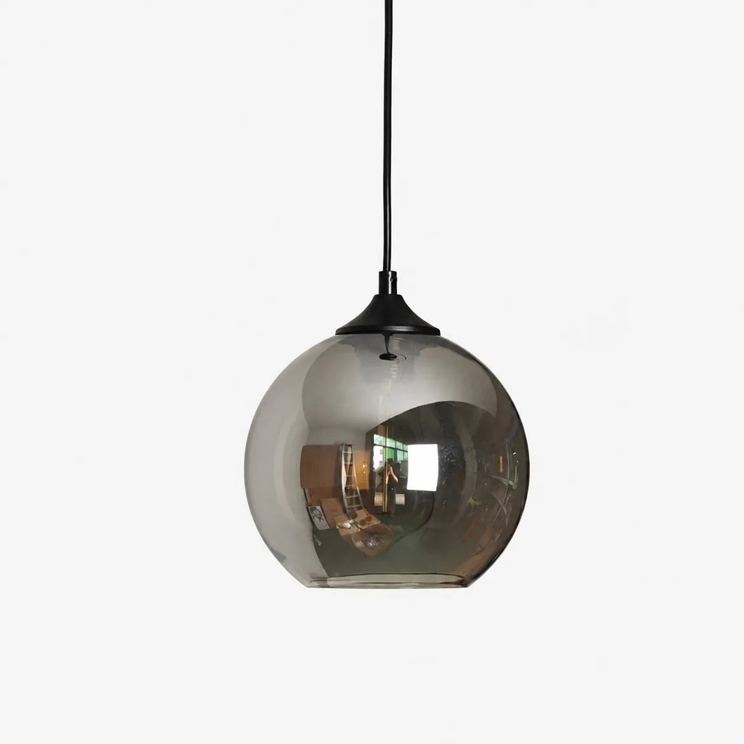 Smoky Gray Glass Globe Pendant Light