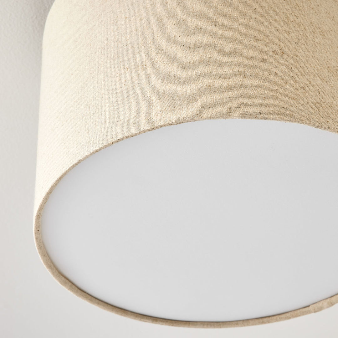 Jelvane Linen Drum Flush Mount - Modern Fabric Bedroom Ceiling Light