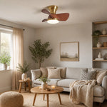 Charger l'image dans la visionneuse de galerie, Natural copper ceiling fan light in a neutral living room