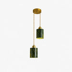 Load image into Gallery viewer, Two head green jade cylinder pendant lamp with 3.9 inch / 10 cm shades