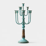 Load image into Gallery viewer, Vintage blue-green branch candelabra