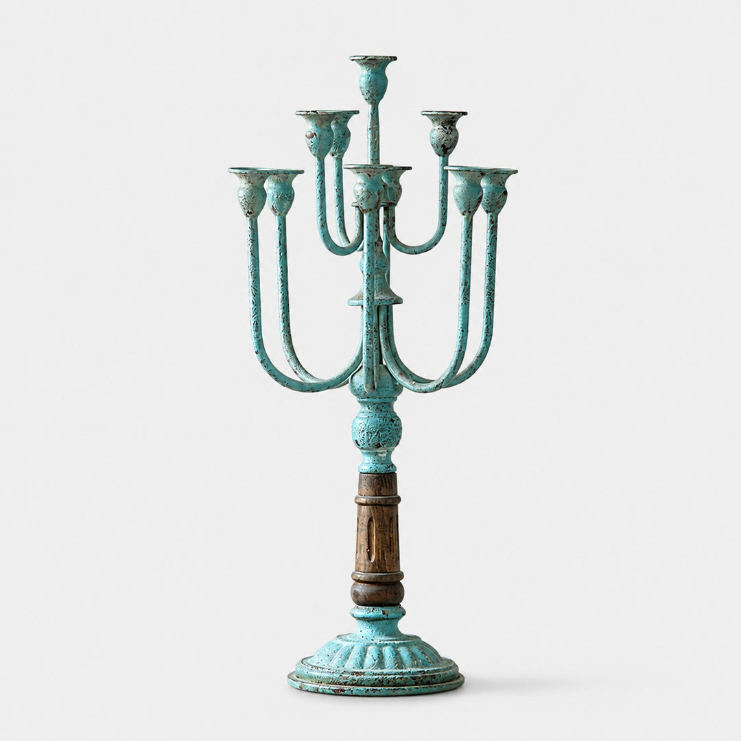 Vintage blue-green branch candelabra