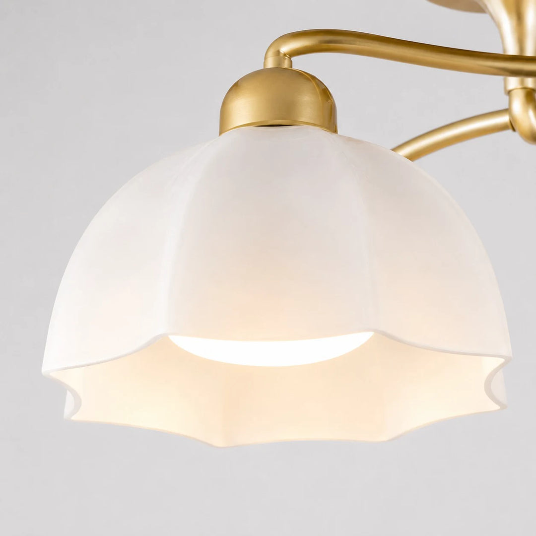 White flower-shaped glass shade detail
