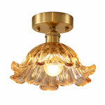 Load image into Gallery viewer, Small Amber Striped-Flower Ceiling Light, Iron
