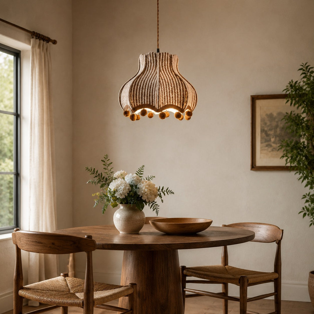 French Vintage Striped Fabric Pendant Lamp