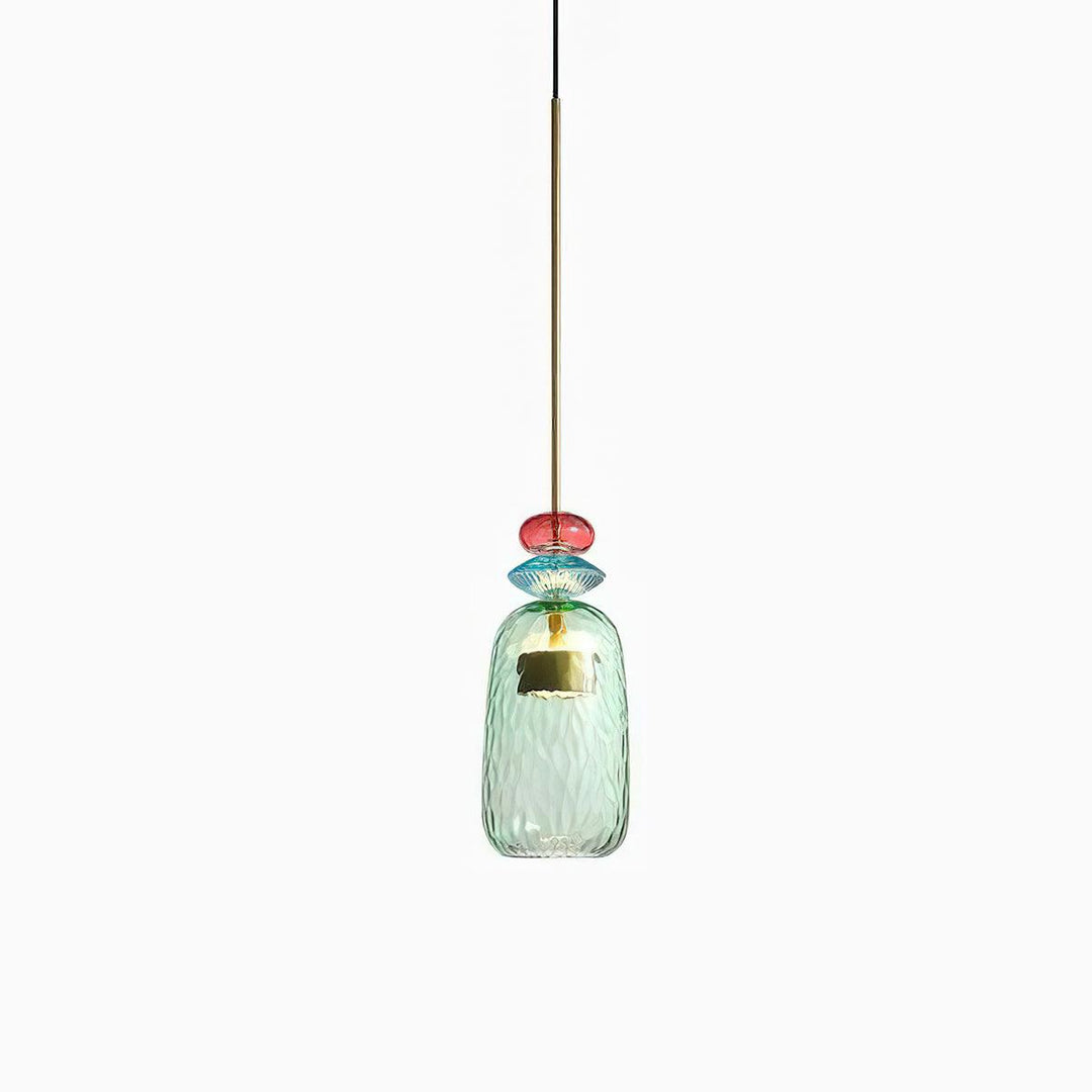 Suspension en verre soufflé à la main - Fer bonbon coloré, couleurs mélangées, pour l'intérieur