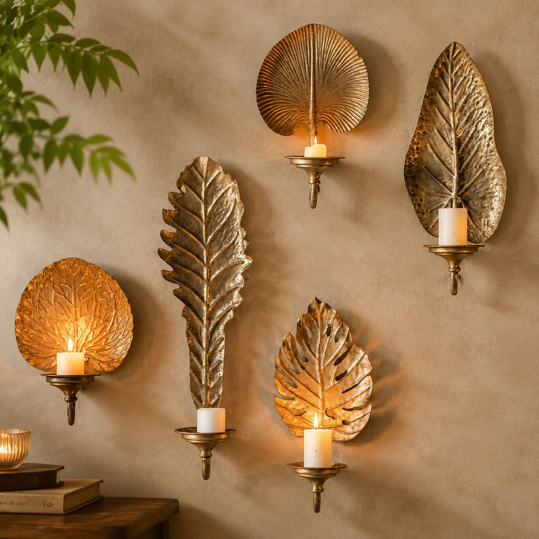 Vintage Leaf Wall Candle Sconce