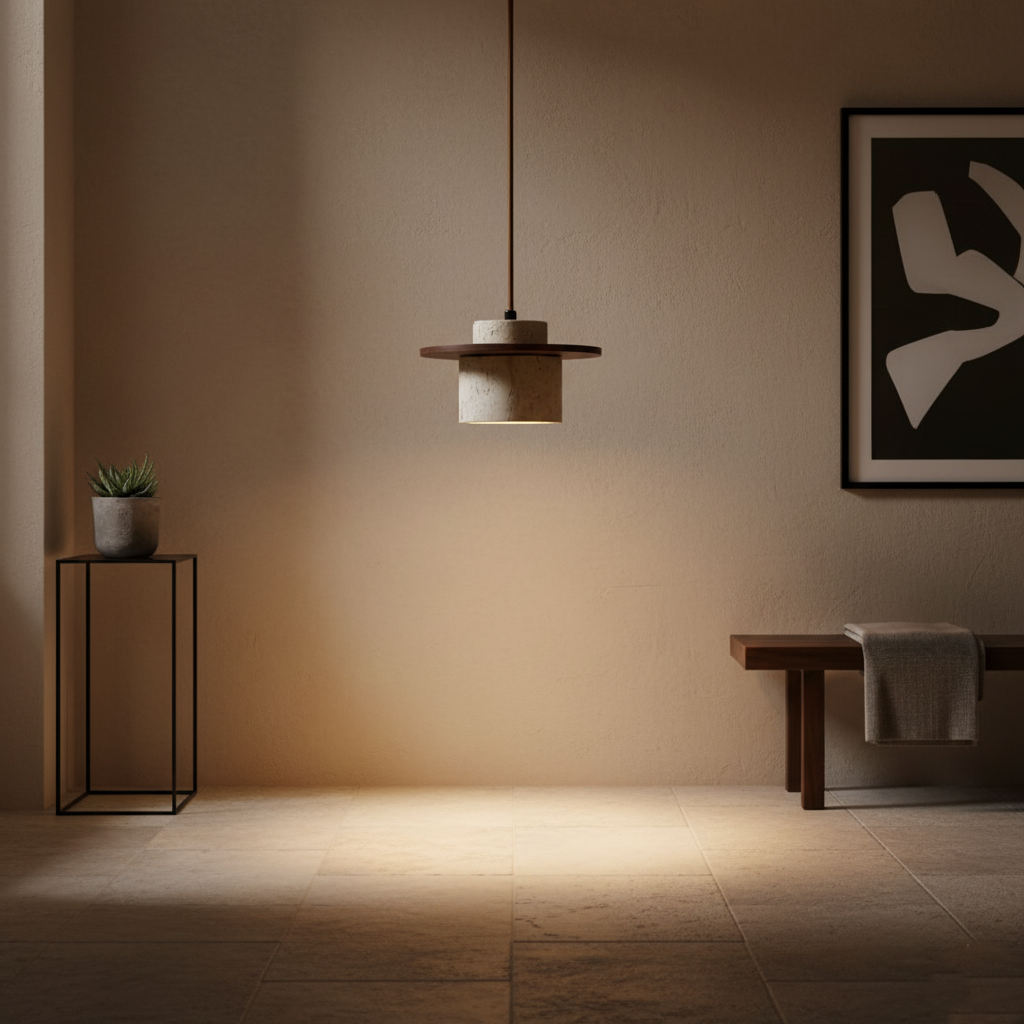 Lámpara colgante vintage de travertino estilo japonés