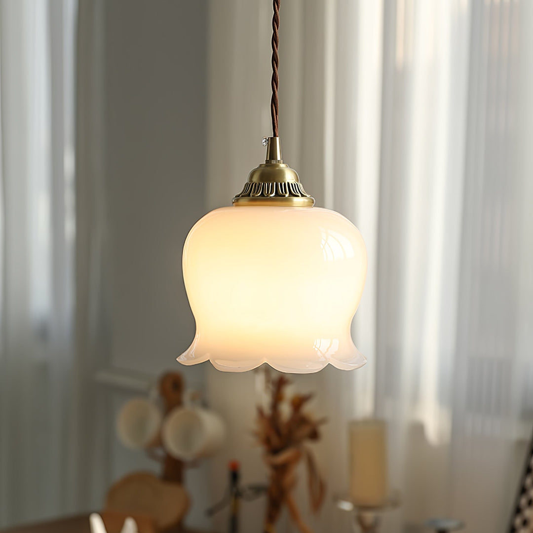 Brass Resin Petal Plug-In Pendant