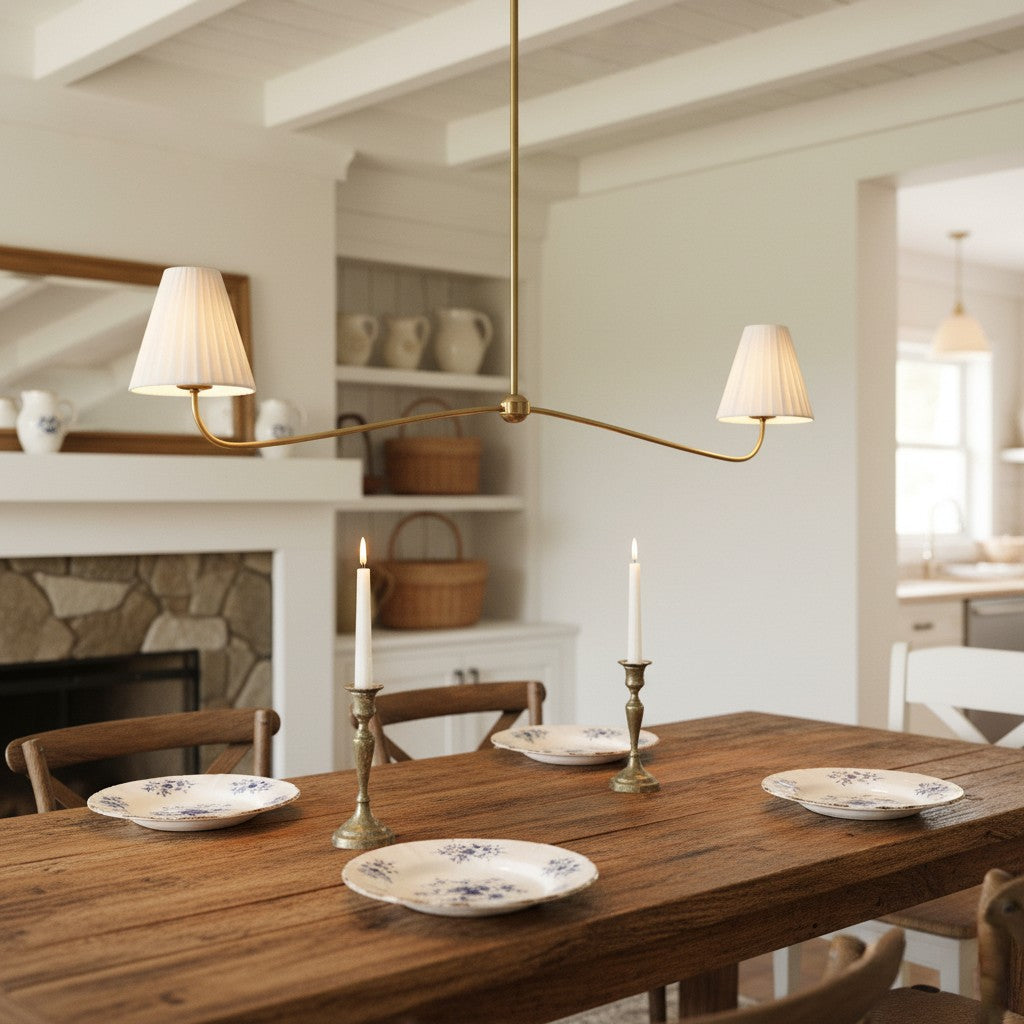 Fibura Modern Fabric or Pleated Shade Chandelier for Traditional Dining Room