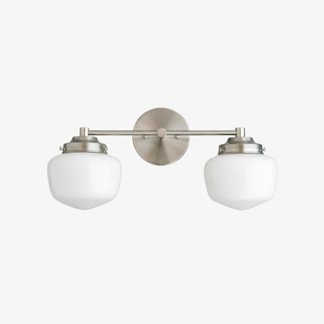 Opalume Glass Art Deco Vanity Light - Bathroom Wall Sconce with White Glass Shades