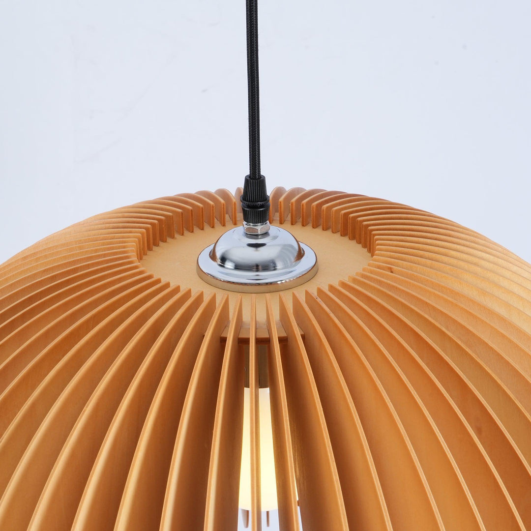 Rounded Wood Slat Swag Pendant Light